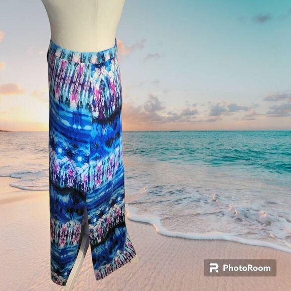 Lily Star Blue Patterned Maxi Skirt Size Small - Picture 4 of 8